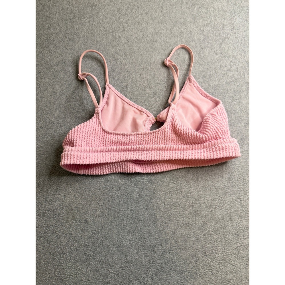 Aerie Real Good Pink Smocked Crinkle O-Ring Bikini Top Size Small S - Picture 2 of 3